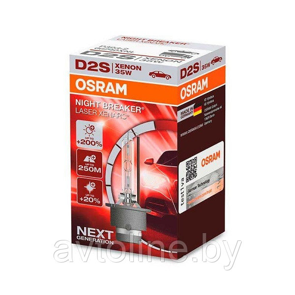 Лампа ксеноновая D2S Osram Xenarc Night Breaker Laser +200% 66240XNL