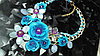 Красивое  массивное  ожерелье с камнями, цветы, фото 2