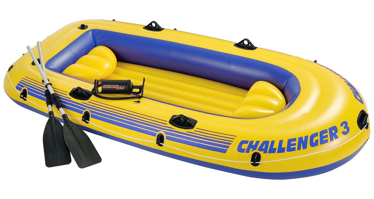 Надувная трёхместная лодка Challenger-3 Set  295x137х43см Intex. 68370NP