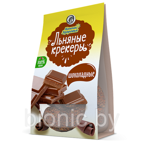 Крекеры льняные с шоколадной глазурью "Компас здоровья", 50г 1/24, фото 2