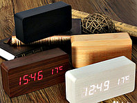 Электронные настольные деревянные часы с термометром