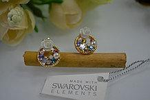 Пусеты позолоченные с кристаллами Swarovski