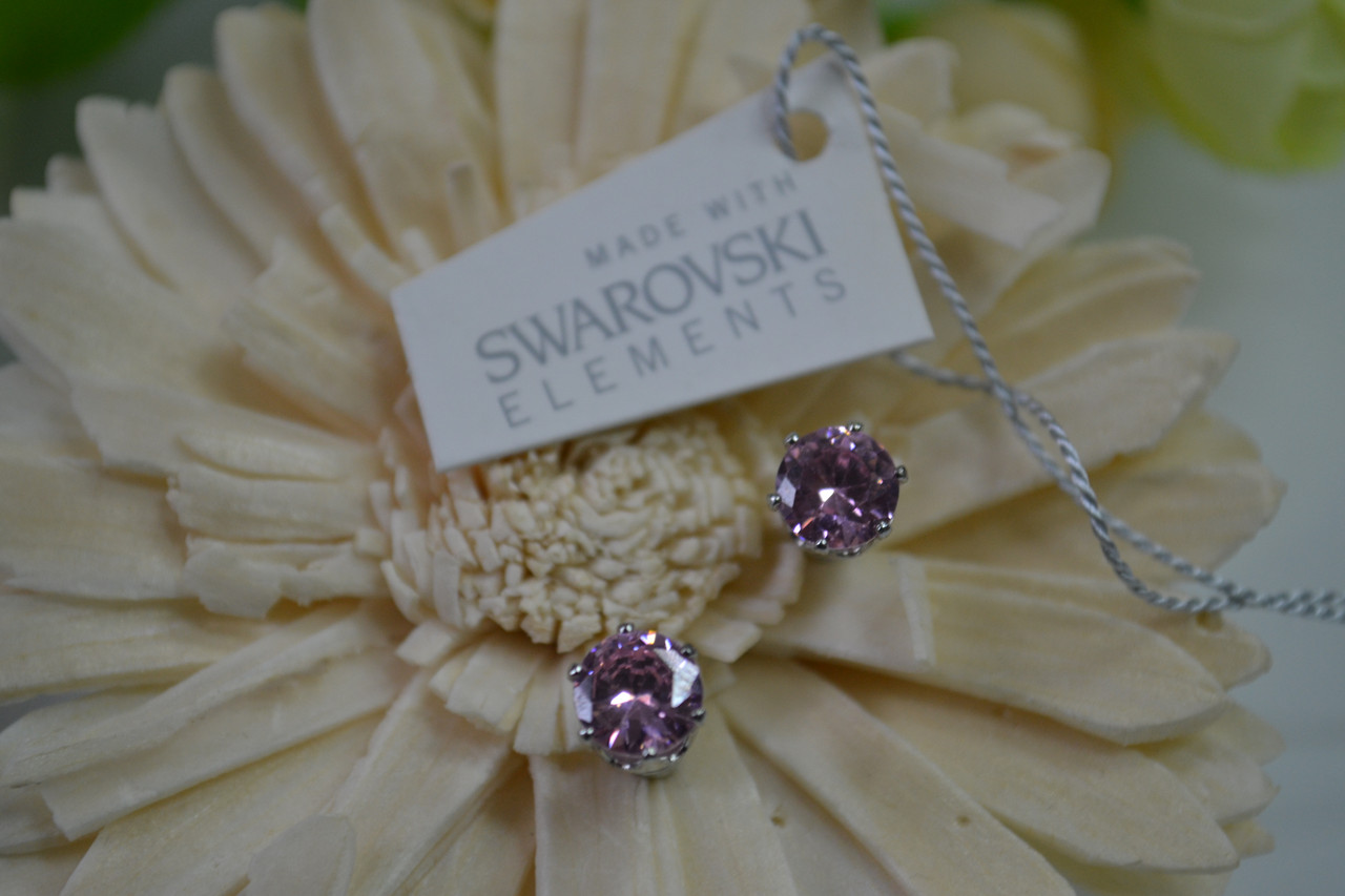 Пусеты посеребренные с кристаллами Swarovski