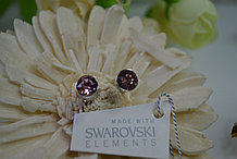 Пусеты посеребренные с кристаллами Swarovski