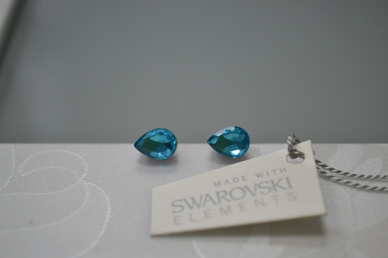 Голубые пусеты с кристаллами Swarovski - фото 1 - id-p93535068