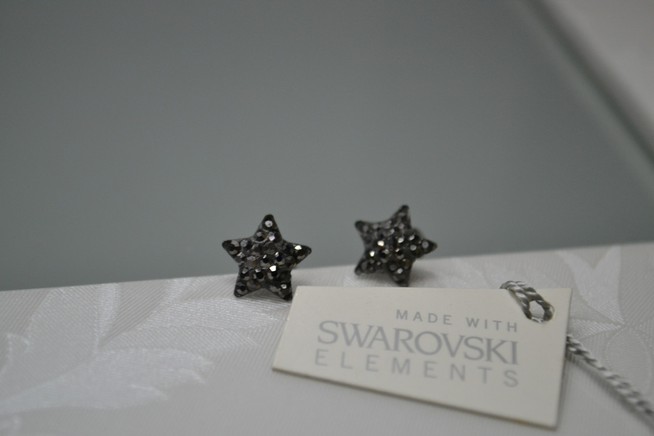 Стильные пусеты Звездочки с кристаллами Swarovski - фото 1 - id-p93535777