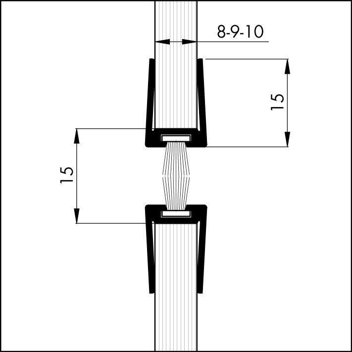 Уплотнитель для маятниковых стеклянных дверей 8х2250 мм - фото 1 - id-p93568385