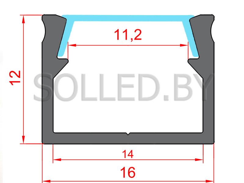 Алюминиевый профиль накладной с экраном 16х12 (solled 1612Н) - фото 3 - id-p70064207