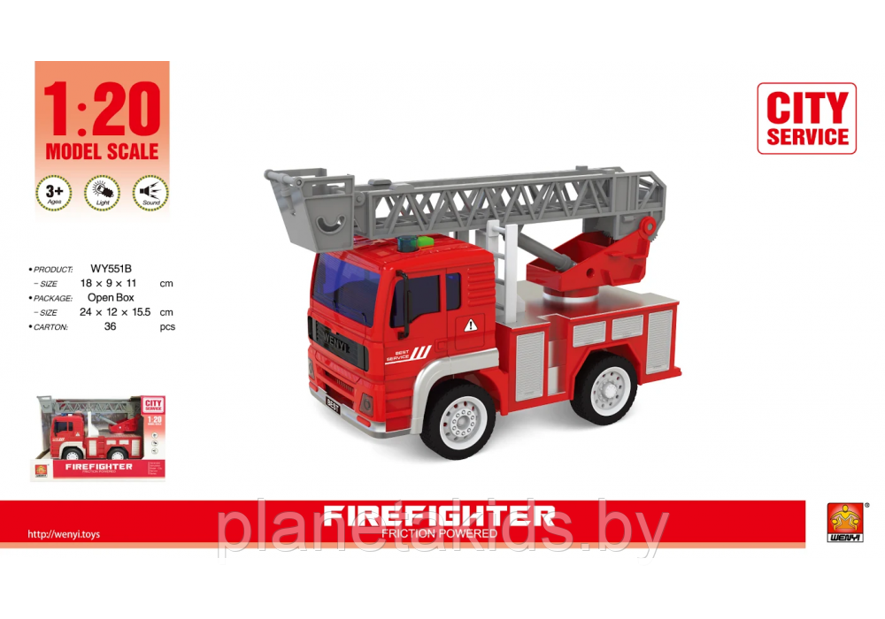 Пожарная машина инерционная, свет/звук, арт. WY551B
