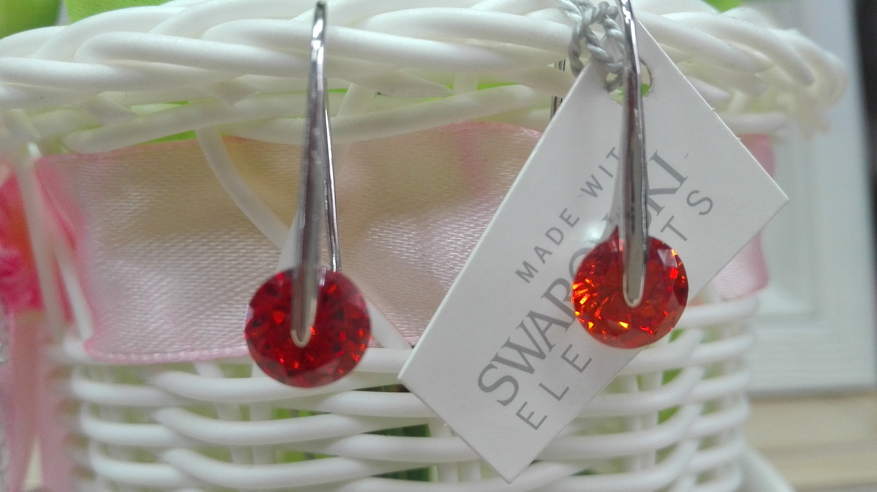 Серьги с красными кристаллами Swarovski - фото 1 - id-p93628799