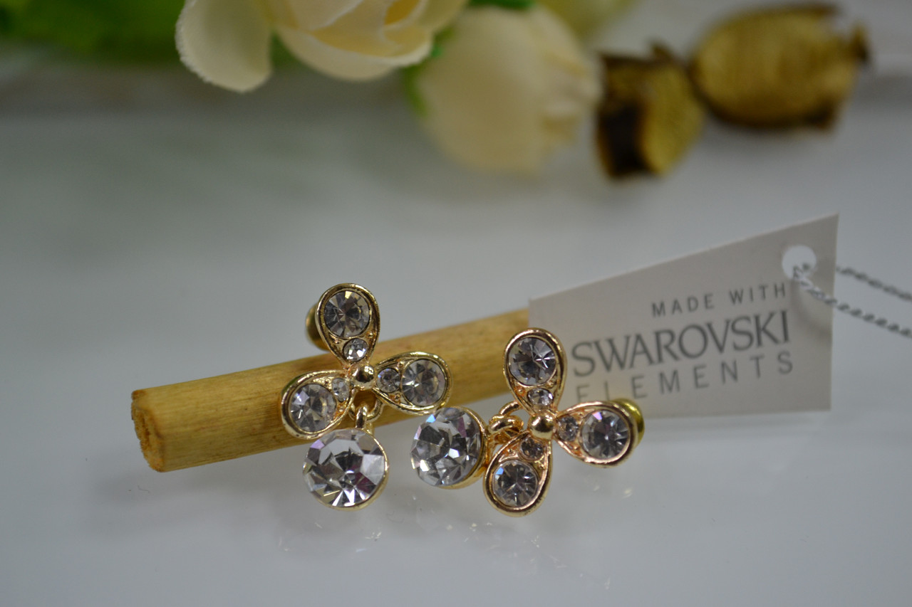 Позолоченные серьги с кристаллами Swarovski