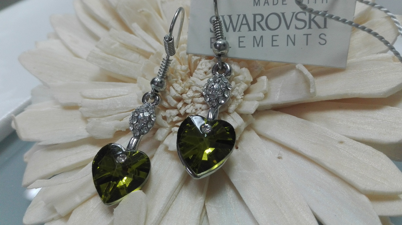 Серьги Сердечки с кристаллами Swarovski