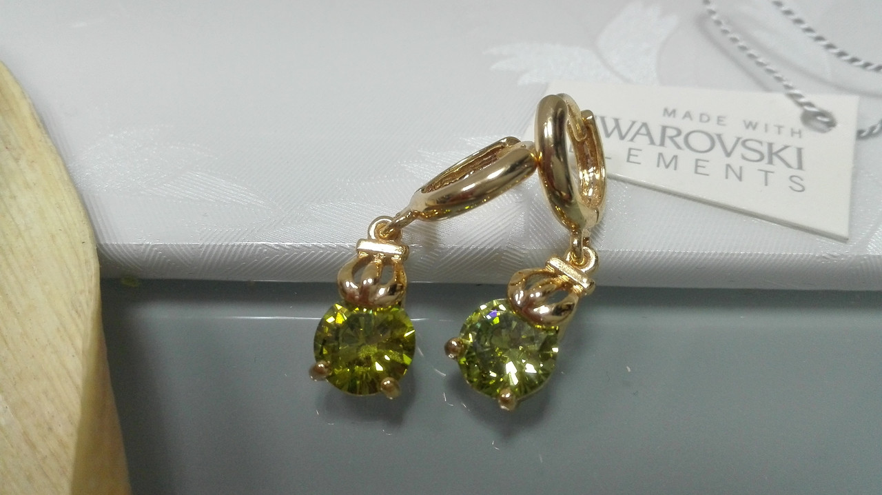 Позолоченные серьги с кристаллом Swarovski