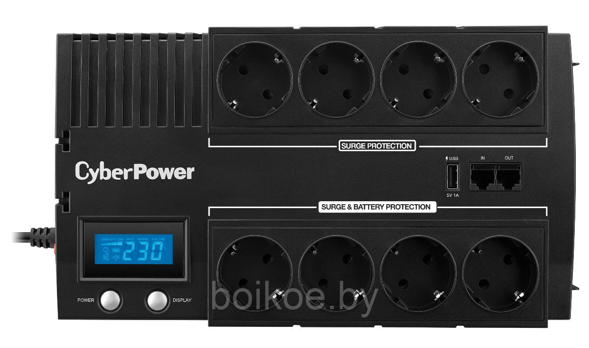 ИБП CyberPower BR1000E LCD (600 Вт, 4+4 розетки) - фото 2 - id-p93665956