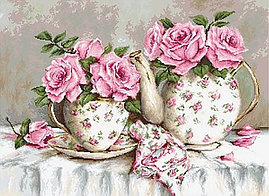 Набор для вышивания крестом «Утренний чай и  розы»