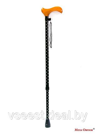 Трость телескопическая ТР1 Звезда с деревянной ручкой блестящая стойка, фото 2
