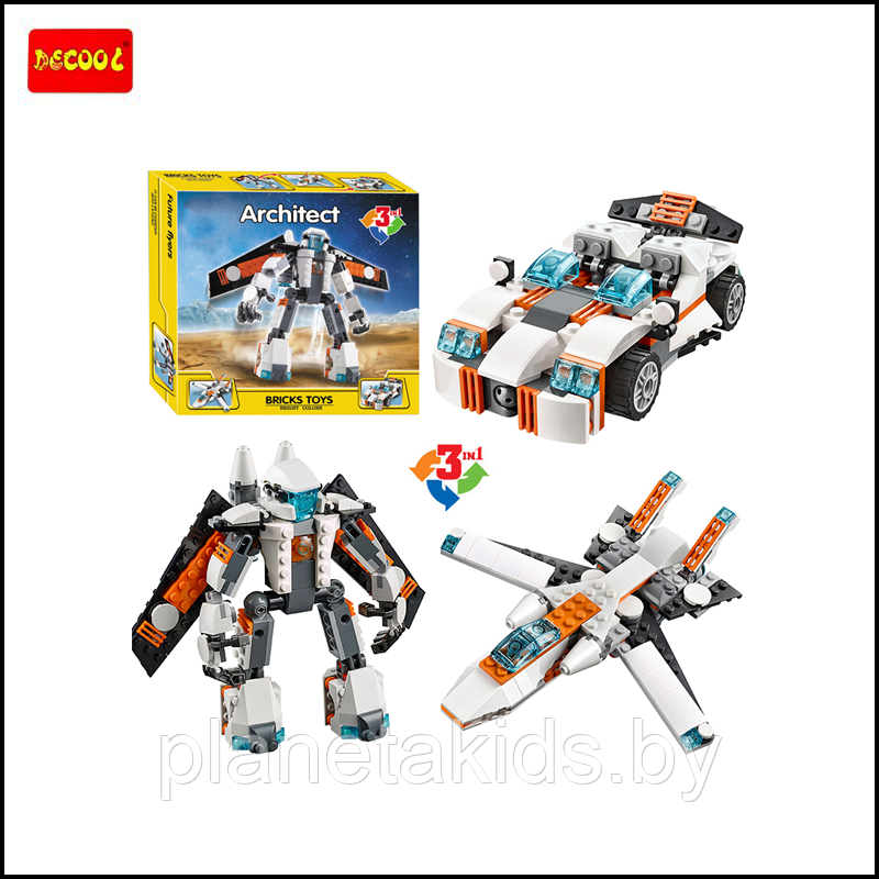 Конструктор Decool 3115 3 в 1 Робот-трансформер, аналог Lego Creator 31034