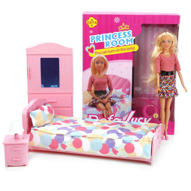 Кукла Defa Lucy 8378 с набором мебели Спальня (свет)