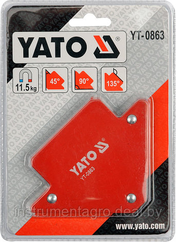 Магнит для сварки 11,5кг Yato YT-0863 45 °, 90 ° 135 °, фото 2