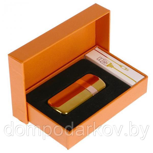 Зажигалка электронная в подарочной коробке, USB, спираль, золотая, 3х6.5 см