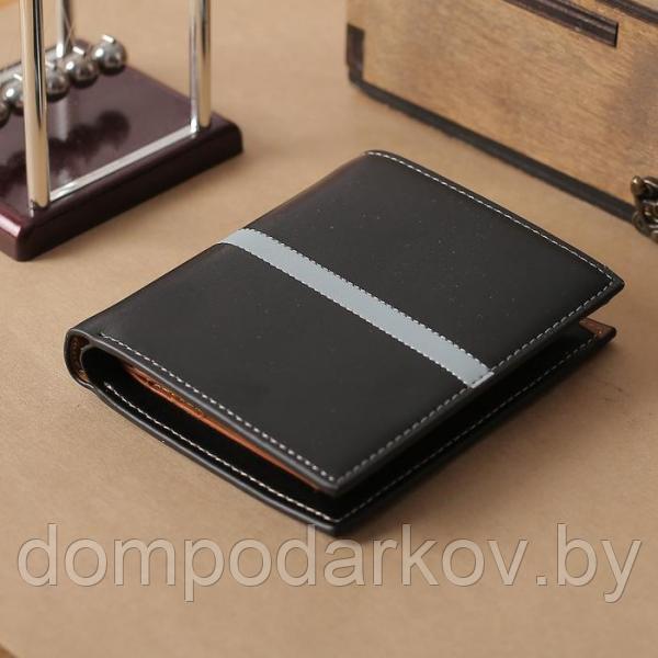 Портмоне мужское, 2 отдела, для карт, цвет чёрный
