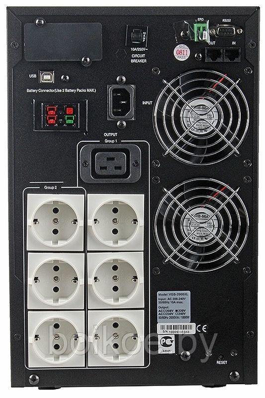 ИБП Powercom VGS-2000 XL (2000VA/1800W, LCD/USB/RS-232/EPO/Dry/SNMPslot/RJ11/45, (6EURO+1IECC19), 12V/7.0Ah*6) - фото 2 - id-p93762178