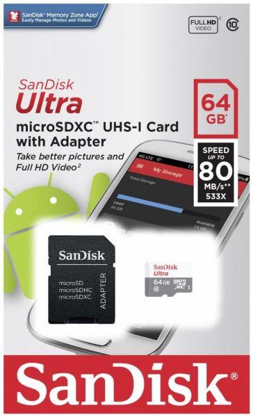 Карта памяти SanDisk microSDXC 64GB class 10 UHS-I - фото 1 - id-p93763726