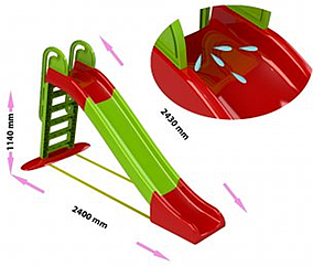 Детская горка большая 243 см спуск с водой , красно-салатовая, арт. 014550/1
