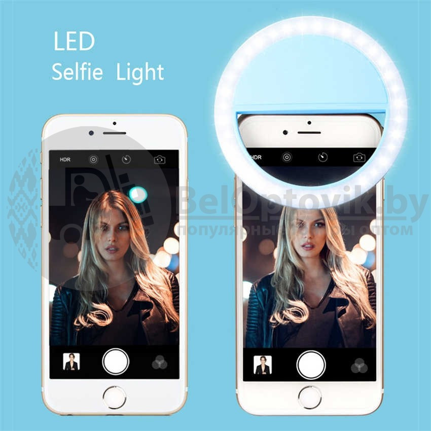 Кольцо для селфи (лампа подсветка) Selfie Ring Light, 2 батарейки ААА (в комплект не входят), 3 свет.режима - фото 8 - id-p93844850