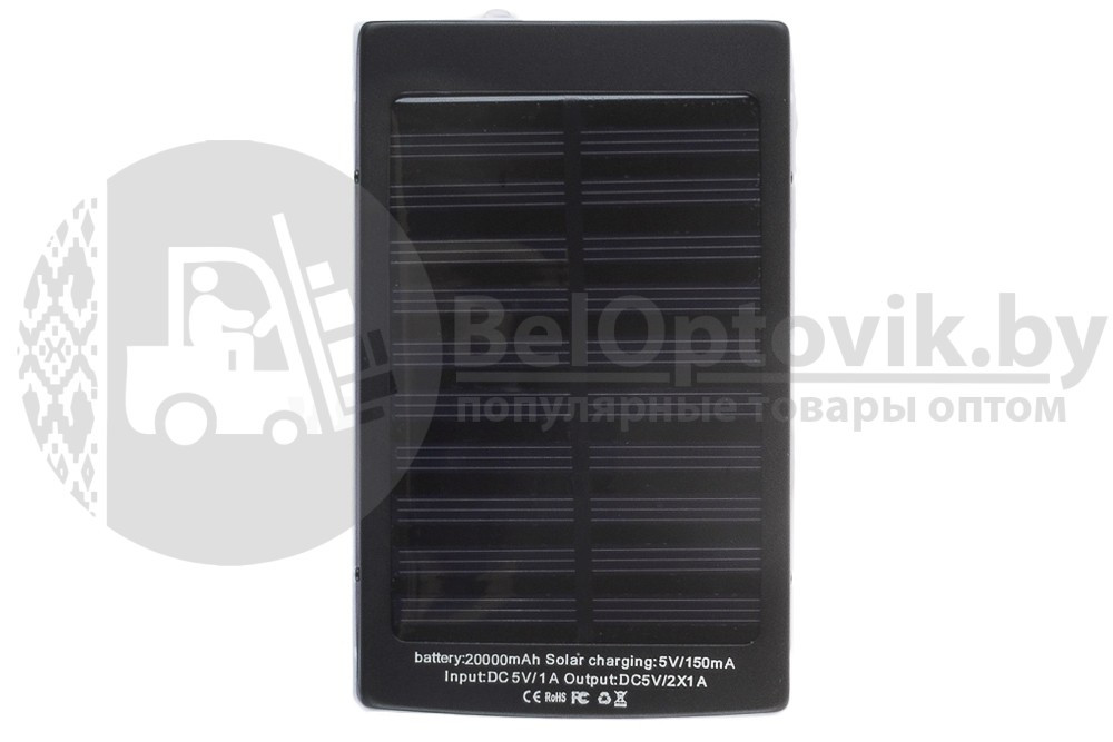 Универсальный внешний аккумулятор на солнечных батареях 20000 mAh Power Bank - фото 5 - id-p93848801