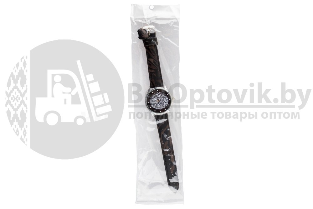 Кварцевые часы Аль-курси на классическом чёрном ремешке из натуральной кожи - фото 2 - id-p93849019