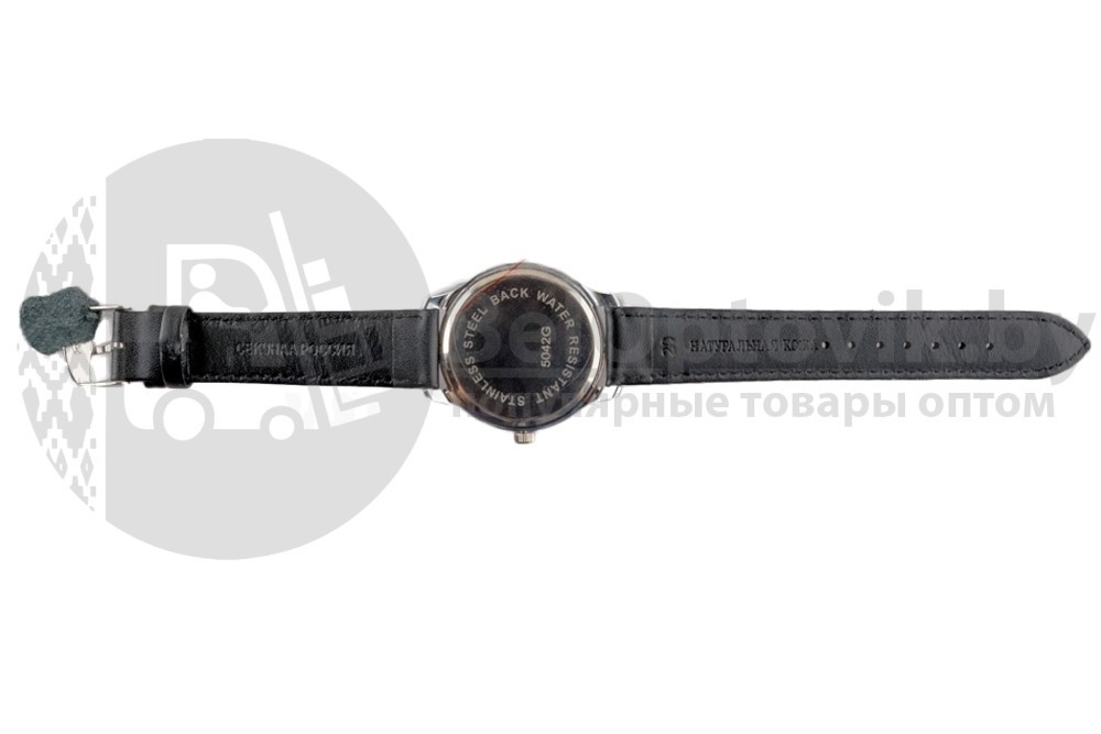 Кварцевые часы Аль-курси на классическом чёрном ремешке из натуральной кожи - фото 3 - id-p93849019