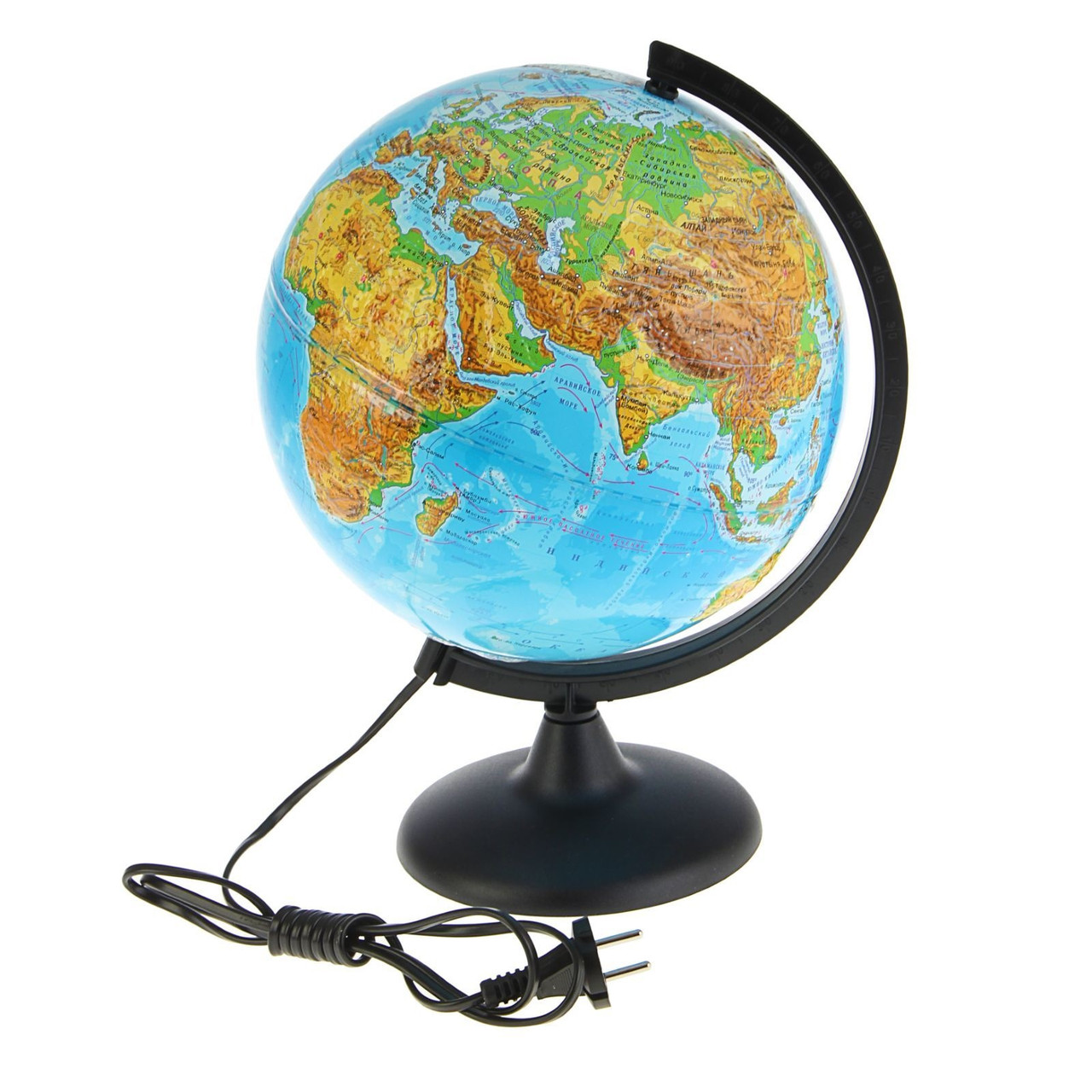 Глобус физический рельефный с подсветкой диаметр 25 см "Глобусный мир" - фото 1 - id-p94038453