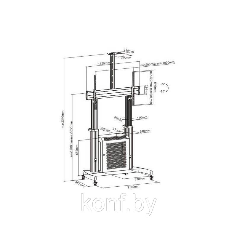 Стойка для дисплеев Lumi TTL07C-610TW (мобильная, 60"-100") - фото 2 - id-p94049524