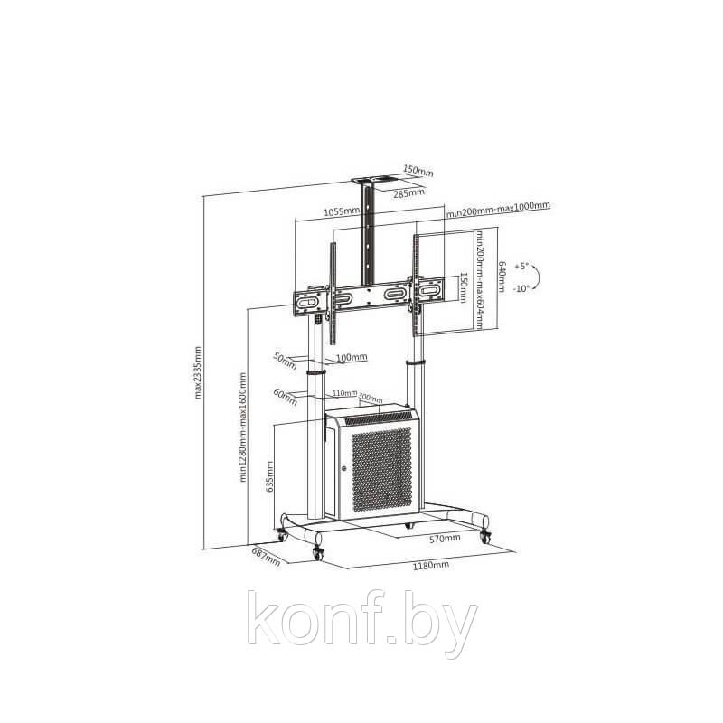 Стойка для дисплеев Lumi TTL06C-610TW (мобильная, 60"-100") - фото 2 - id-p94049961