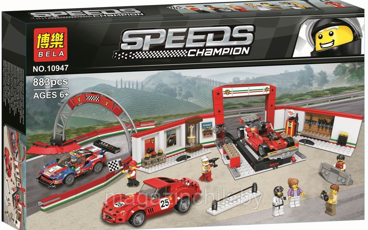 Конструктор Speed Champions Гараж Феррари 10947, аналог лего 75889