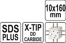 Сверло по бетону SDS+ X-TIP 10x160мм "Yato" YT-41940, фото 3