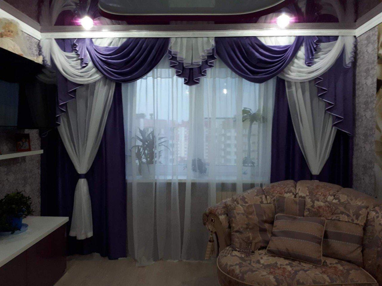 шторы с ламбрекеном в спальню в современном стиле