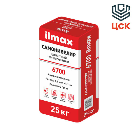 Ilmax Самонивелир цементный тонкослойный ilmax 6700 (25кг) - фото 1 - id-p77330456