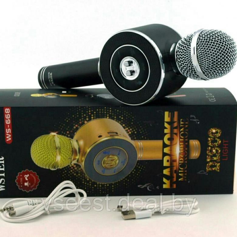 Портативная микрофон и колонка 2 в одном HANDHELD WS668 (Bluetooth) Чёрная - фото 1 - id-p94175821