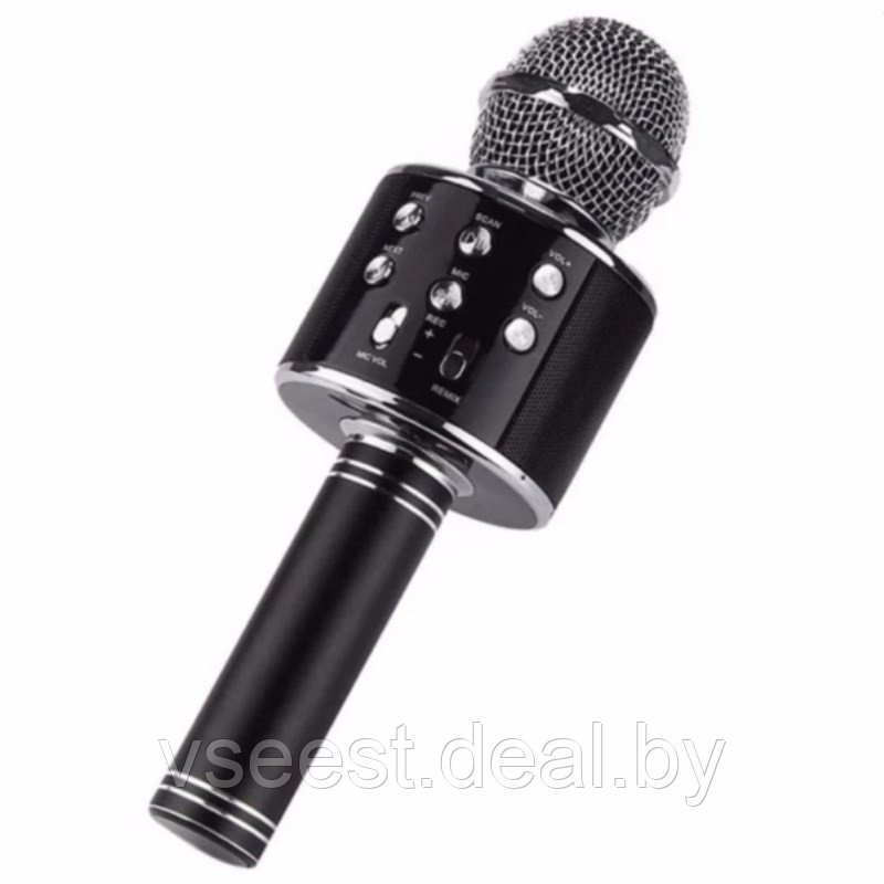 Фэйк Портативная микрофон и колонка 2 в одном WSTER WS858 (Bluetooth) Чёрная - фото 2 - id-p94175822