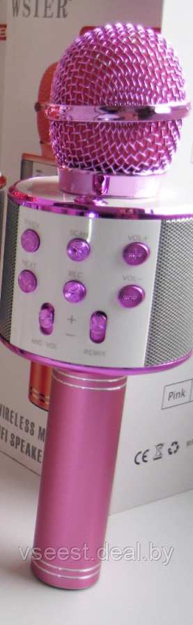Фэйк Портативная микрофон и колонка 2 в одном WSTER WS858 (Bluetooth) Pink - фото 2 - id-p94175827