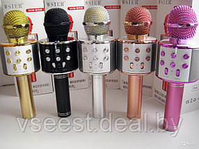 Фэйк Портативная микрофон и колонка 2 в одном WSTER WS858 (Bluetooth) Pink, фото 3