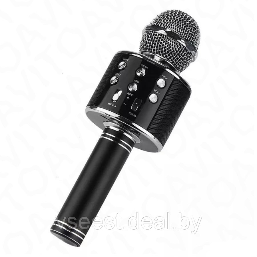 ORIG Портативная микрофон и колонка 2 в одном WSTER WS858 (Bluetooth) Чёрная - фото 1 - id-p94175828