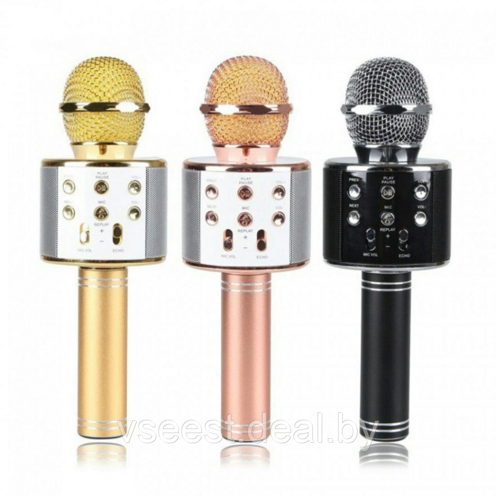 ORIG Портативная микрофон и колонка 2 в одном WSTER WS858 (Bluetooth) Rose Gold - фото 5 - id-p94175830
