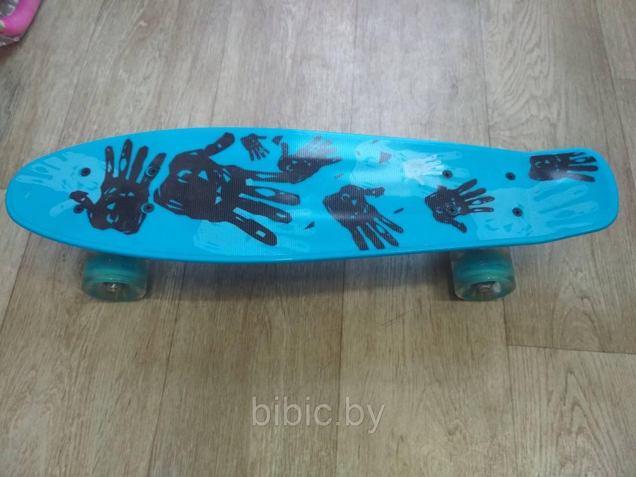 Пенни борд Penny board , скейт с принтом и ПУ светящимися колёсами - фото 7 - id-p94180297
