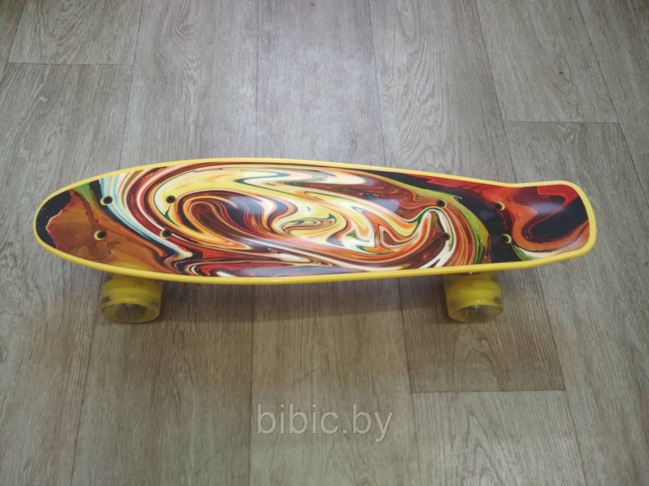 Пенни борд Penny board , скейт с принтом и ПУ светящимися колёсами - фото 8 - id-p94180297