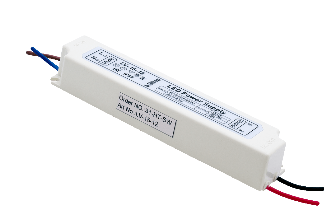 Блок питания герметичный, пластик  LV-15-12 (12V, 15W, 1,25A, IP67)