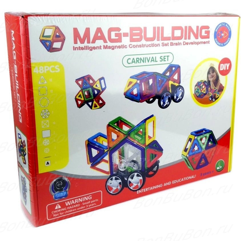 Магнитный конструктор Mag Building 48 детлаей - фото 1 - id-p94184656