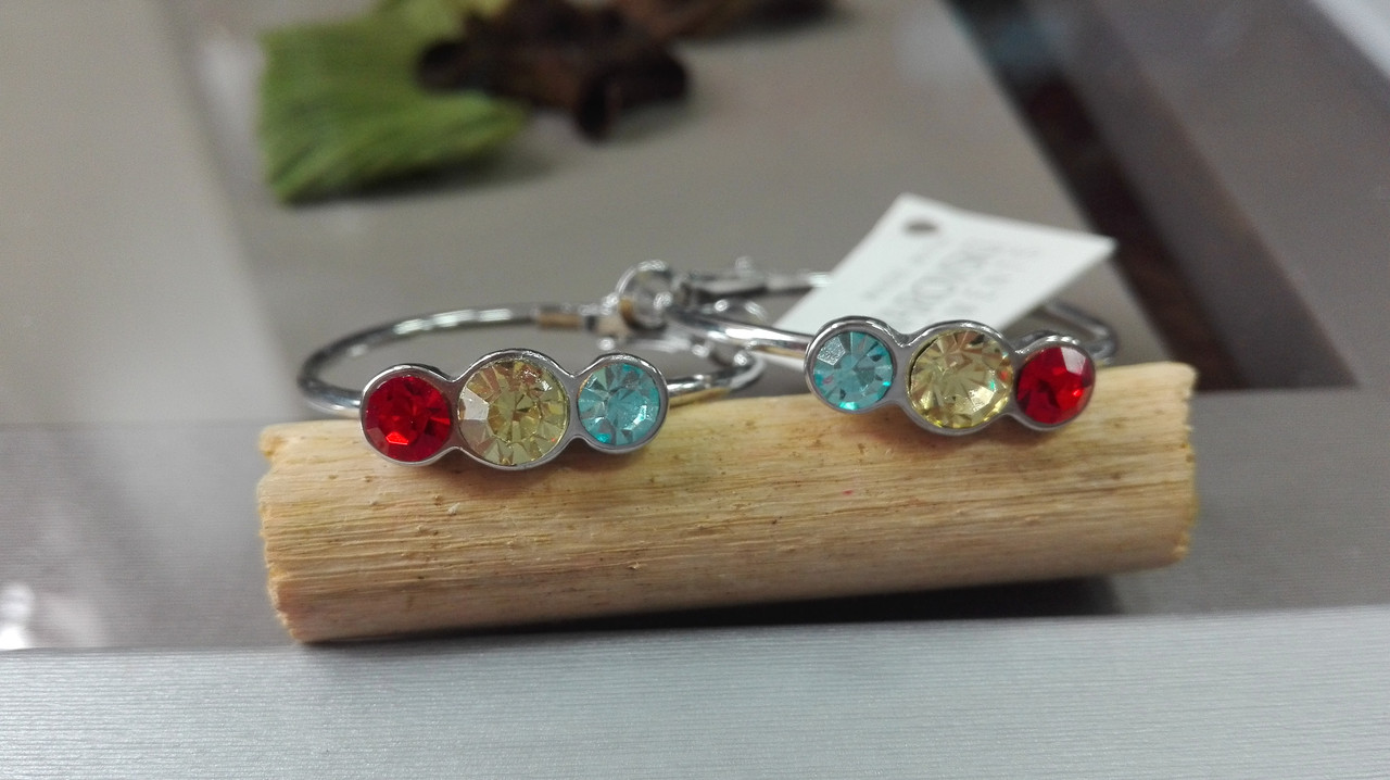 Cерьги кольца с кристаллами Swarovski